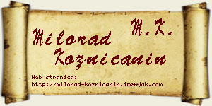 Milorad Kozničanin vizit kartica
